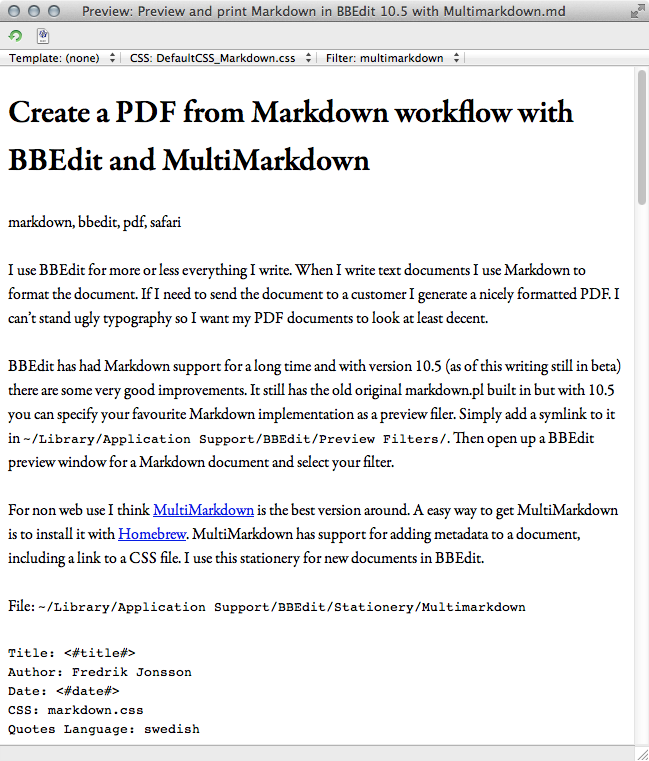  BBEdit Markdown preview