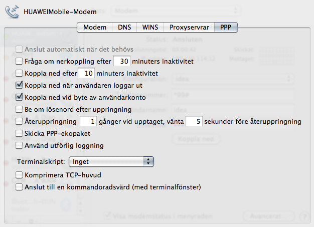 Mac OS X Network settings for Idea NetSetter 3